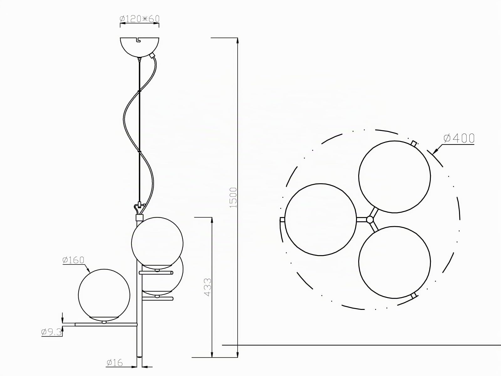 Trio Leuchten Lampada a sospensione flore - Art déco - Metallo,Vetro - Oro/Bianco - Sfera/Oblungo Max. 3 x 28