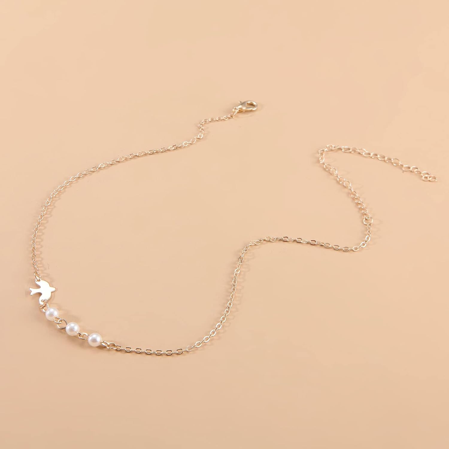 YienDoo Gold Peace Dove Necklace Choker Chain Pearl Pendant Bird Necklace Pacifist Charm Women's Jewelry Gift - Image 5