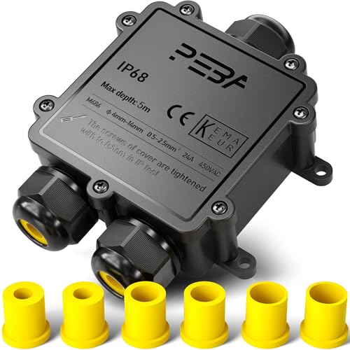 PEBA Boîte de dérivation étanche IP68 - Etanche Boîte de Jonction - Boîtier de raccordement électrique 3 voies pour câble de 4-14mm - Connecteurs de...
