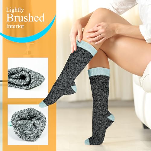 Brushed Thermal Socks, 12 Pairs Women’s Insulated Warm Winter Thick Crew Bulk Boot Sock (Assorted Color Brushed Interior)3