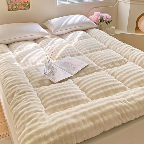 MTSYXYM Colchón de futón Tradicional japonés, Colchón de futón Plegable, Colchón De Suelo De Futón Grueso De Invierno,Plegable, para Camping, Cama, sofá, Dormitorio.(Beige,90x200x10CM)