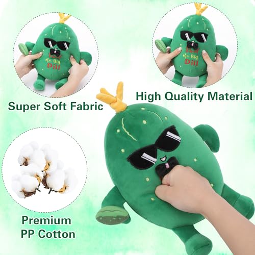 NIUBEHOHO Emotional Support Plush Pickle Gift - Pickle Stuffed Animal Pillow Funny Design Ideal for Kids Cumumber Lovers 10 Inch