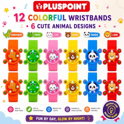 Image of PLUSPOINT Kids Rakhi Wrist Bands | LED Light-Up Spinning Slap Bracelets with Cute Cartoon Design | Raksha Bandhan Gift, Birthday Return Gift & Party Favor for Boys & Girls