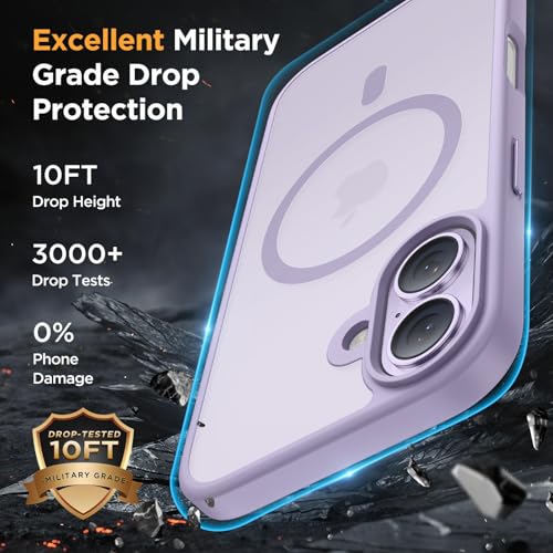 Image of Miracase Magnetic for iPhone 17 Case (Compatible with MagSafe) with Screen Protector Military-Grade Protection, Anti-Fingerprint Translucent Matte Phone Cover for iPhone 17 6.3 inch, Light Purple