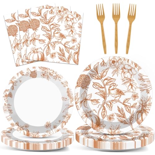 96Pcs Thanksgiving Party Supplies Paper Plates Napkins Thanksgiving Fall Harvest