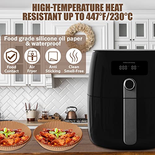 Air Fryer Disposable Paper Liner: Round Parchment Paper For Air Fryer Paper Oil-Proof, Water-Proof Baking Paper For Air Fryer Steamer, Microwave & Easy Cleaning(100Pcs 6.3In). #TOP4