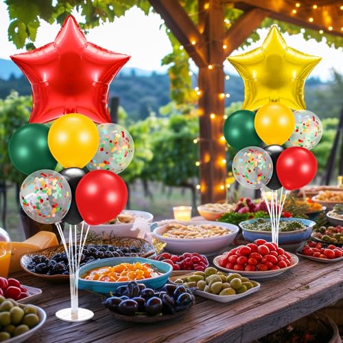 Lunmon 4 Set Juneteenth Balloon Stand Kit for Table with Base Centerpieces Reggae Red Black Green Rasta Balloons Holder for African American Independence Party Decorations by Lunmon - Image 5