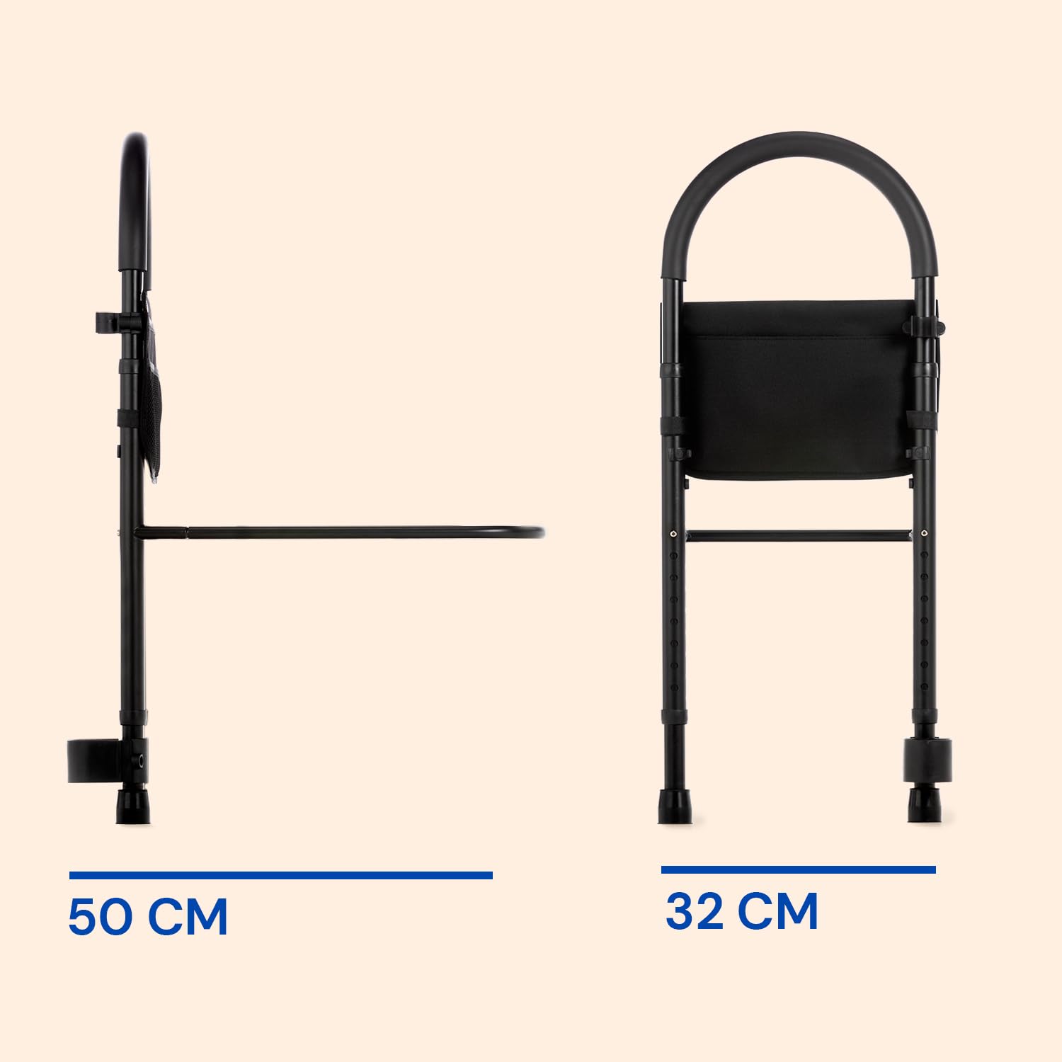 Gerialife - Sponde letto anziani | Ringhiera per letto adulto | Regolabile in altezza con supporto per bastone
