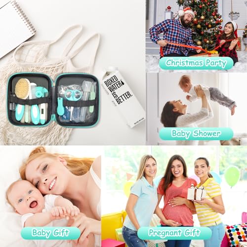 23-in-1-Baby-Healthcare-and-Grooming-Kit-Infant-Safety-Care-Set-Baby-Nursery-Kit-with-Gas-Colic-Passer-Nasal-Aspirator-Nail-Clipper-Hair-Brush-Comb-for-Newborn-Girls-Boys-Green