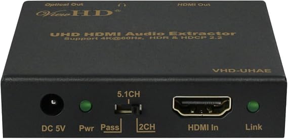 ViewHD Newest Ultra HD HDMI Audio Extractor Support 4K@60Hz, HDR, Dolby Vision and HDCP 2.2 | HDMI 2.0 | 18Gpbs | SUHD | Ultra HD | Model: VHD-UHAE