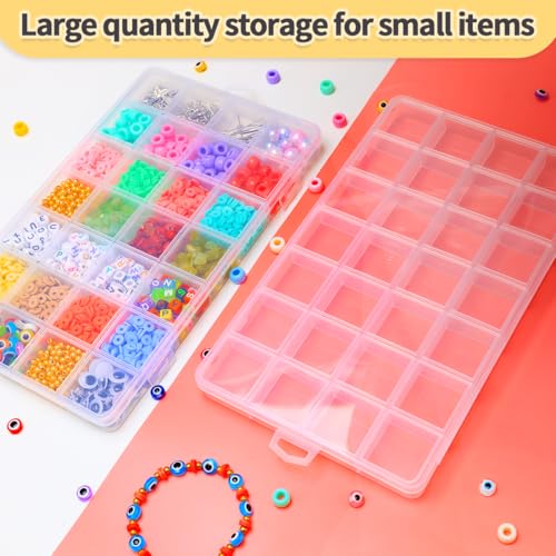 Image of IOOLEEM 28 Grids Plastic Bead Organizer Box, Organizer Container Storage Box, Dividers for Bead Arts and Crafts.(4 Pack)