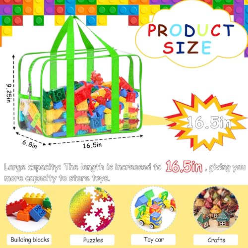 Image of 6 Color XXL Toy Storage Bags 16.5x11.8x6.8In with Labels, Large Capacity Reusable Clear PVC Storage Bags, Travel Waterproof Organizer Bags with Double Zipper