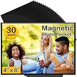 YixangDD 30 Pack Magnetic Picture Frame, 4 x 6 Inches Fridge Magnetic Photo Frames, Magnetic Photo Frames for Refrigerator, Home, School, Office (Black)