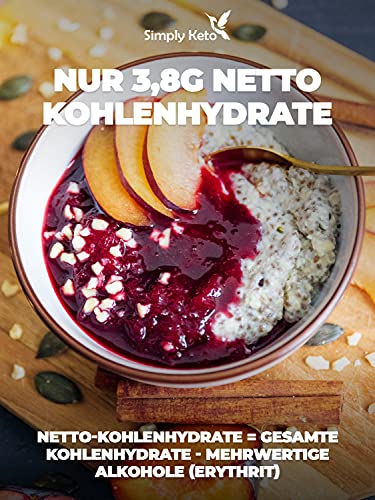 Simply Keto Porridge ohne Zuckerzusatz - 95% weniger Kohlenhydrate - Ohne Haferflocken - Geeignet für Lower Carb* Frühstück & Ketogene Ernährung - Paleo, Vegan & Glutenfrei - (260g)