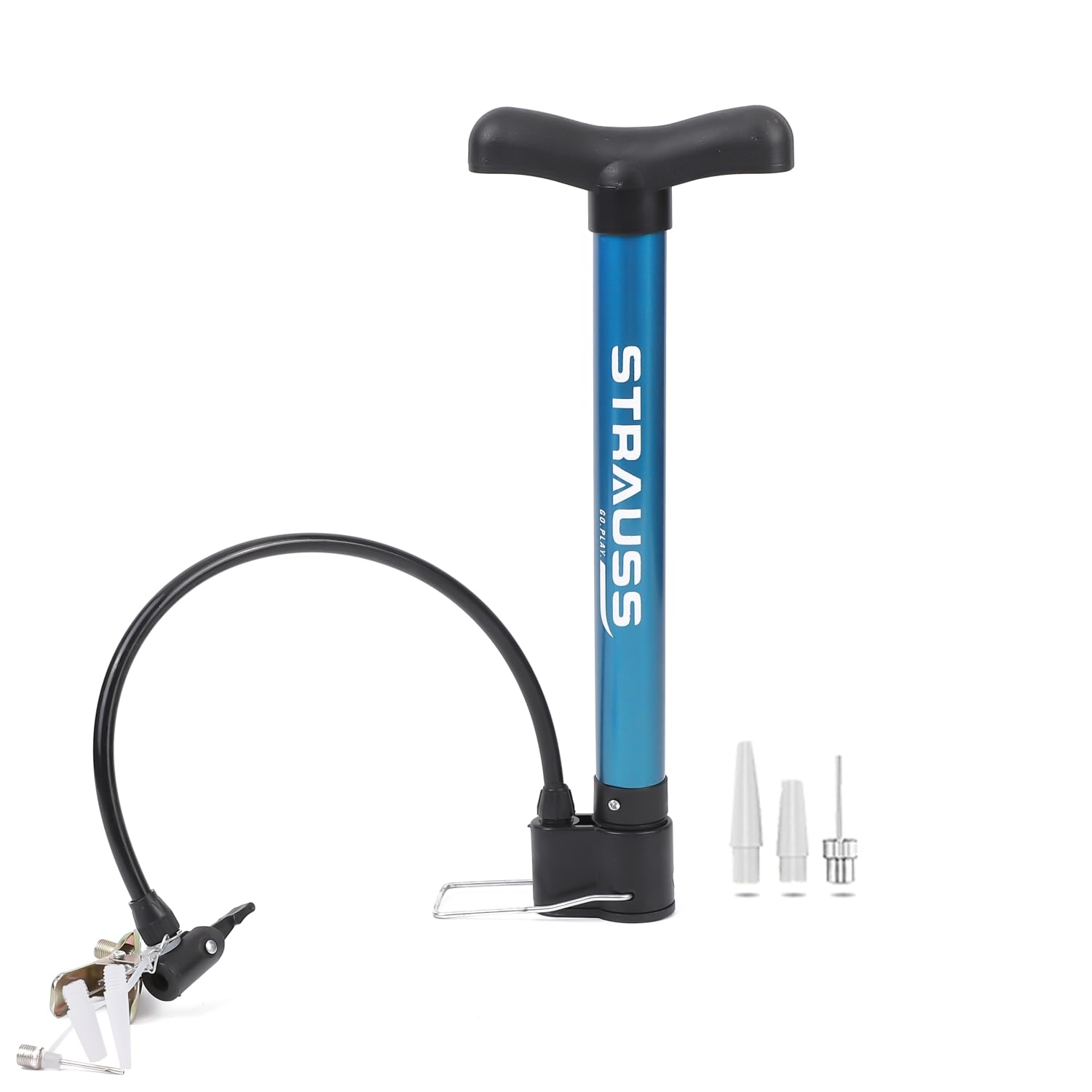 Strauss High Pressure Multipurpose Air Pump | Cycle Pump for Bicycle, Car, Football, Basketball |Balloon Pump Machine |Inflator Bicycle Floor Pump | Portable Hand Pump for Indoor & Outdoor Use,(Blue)