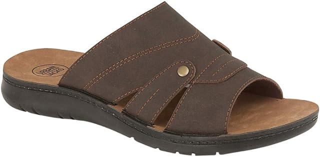 Gezer Mens Bruce Leather Look Slip On Sport Beach Surf Flip Flop Mule Sandals Shoe Size 7-11