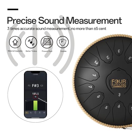 FOUR UNCLES Rain Drum for Outside, Steel Tongue Drum -13 Inch 15 Notes - Hand Pan Drums with Travel Bag,Music Book & Mallets, Musical Instruments Gifts for Family and Friends - Thumbnail 3