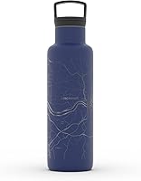 Vista 154 de Well Told Botella de agua aislada con mapa de Washington DC grabado, botella de acero inoxidable grabada (21 onzas, blanco) botella aislada de mapa