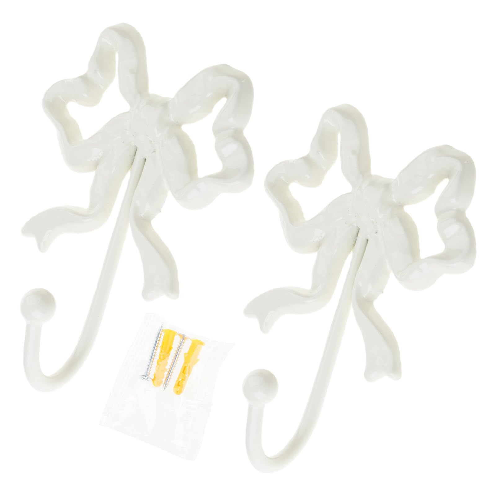 Uqezagpa Of 2 Compact Cast Iron Bow Hooks for Space Saving Organization in Closet Kitchen Decorative Wall Hook