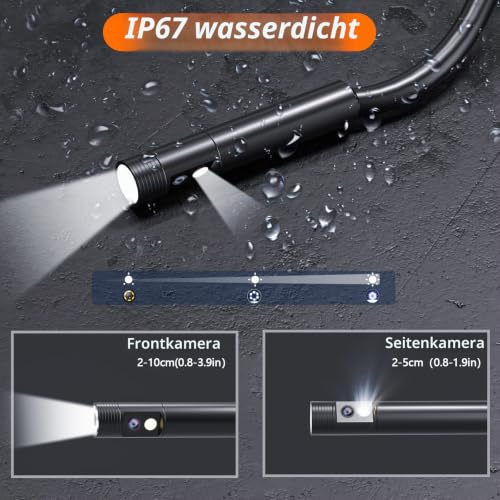 Endoskopkamera mit Licht, SGAINUL Dual Lens Endoskop Kamera 5,0 Zoll IPS Bildschirm...