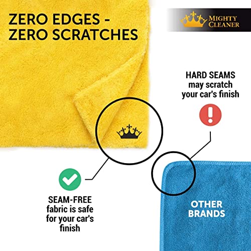 Edgeless Microfiber Towels For Cars – 6 Pk - 12”X12” Сar Detailing Towels – Reusable Car Wash Towels – Best For Scratch-Free Car Interior Cleaning #TOP3