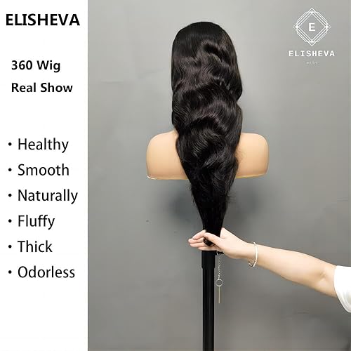 Miniatura 2 de ELISHEVA Pelucas de cabello humano ondulado con encaje frontal 360, ultra 12A, brasileño, virgen, HD, pelucas de cabello humano para mujeres,