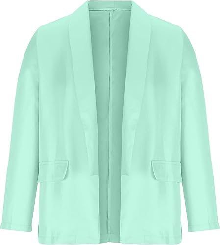 Miniatura 3 de Blazers casuales para mujer, cárdigan de manga larga, frente abierto, chaqueta lisa con solapa, sin cierre de botón, para otoño e invierno