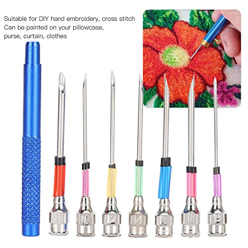 Needle Punch Kit, 7 Steel Pieces Embroidery Stitching Punch Needles Set Knitting Art Needles with Handle - Image 2