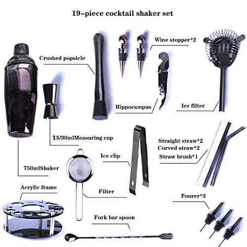 Bar Set, 19 Stuk Roestvrijstalen Cocktail Shaker Bar Tools, Met Roterende Displaystandaard, Premium Barting-Kit Voor… - Afbeelding 4