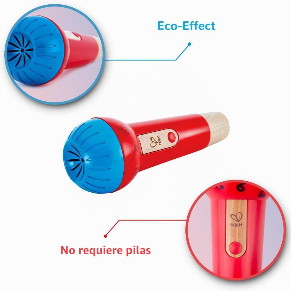Hape Micrófono Eco Prodigioso, Micrófono de Juguete con Amplificador de Voz Sin Pilas para Niños y Niñas a Partir de 1 Año (el embalaje puede variar)