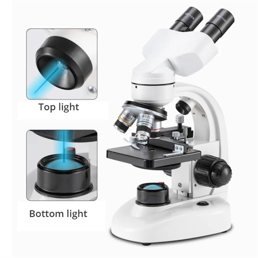 ZTBH Mikroskop-Zubehör-Kit Zoom 40X-6000X Binokulares biologisches HD-Mikroskop Laborstudentenmikroskop mit LED-Licht, 7-Zoll-Bildschirm und WF10X 50X-Okularen Mikroskopische Objektträger