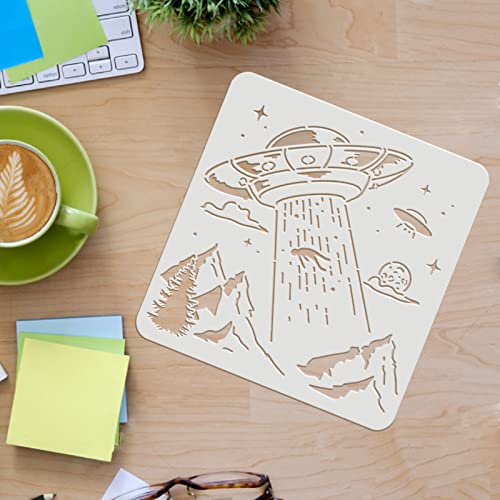 FINGERINSPIRE UFO Spaceships Drawing Painting Stencils Templates 30x30cm Plastic Aliens Stencils Decoration Square Planets Stencils for Painting on Wood Floor - Image 3