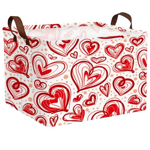 Image of Cute Heart Valentine's Day Basket Gifts Empty Storage Basket for Kid and Baby Room Decor (Red Creative Love)