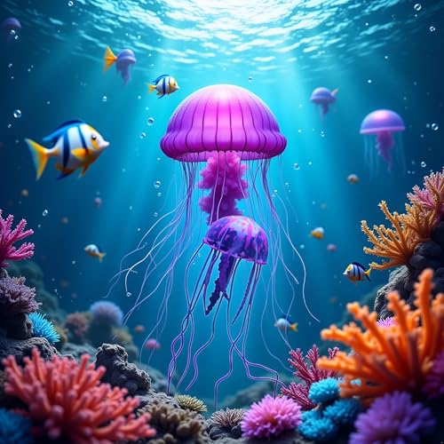 Image of Purple Artificial Simulation Glowing Jellyfish Suitable for Fish Tank,Aquarium Decoration Popular Ornaments, Aquarium Decor