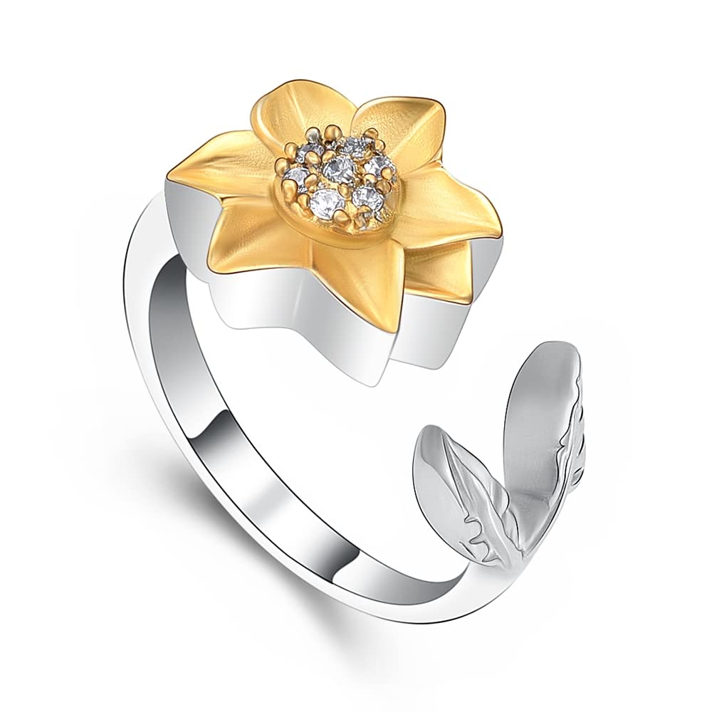 Bague urne funéraire tournesol en acier inoxydable taille 10 pour cendres