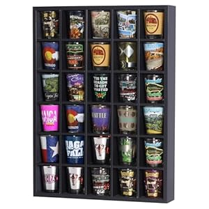 Displaygifts MH37-BLACK Schwarze Schnapsglas Vitrine 30 Fächer