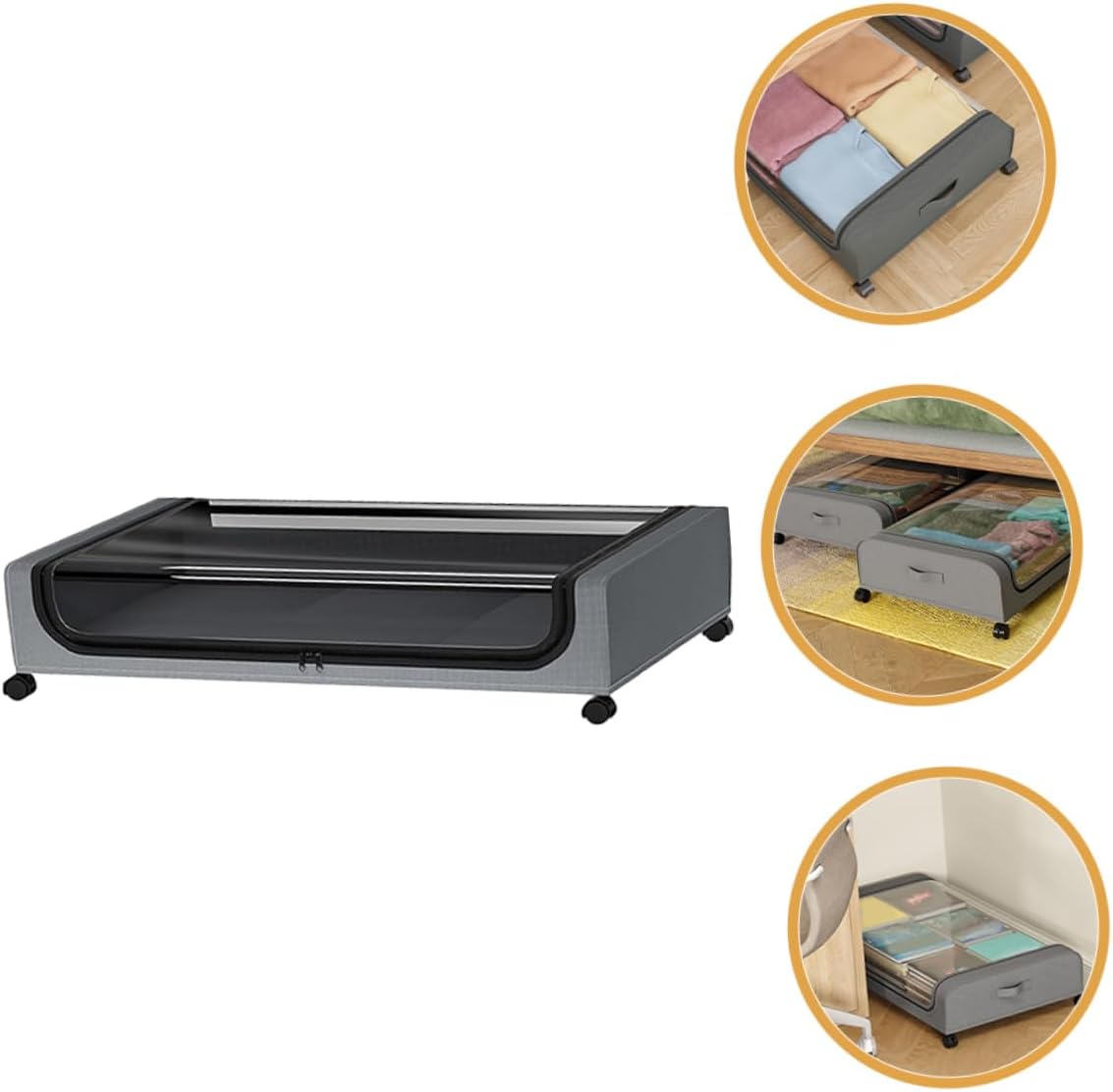 under Bed Storage Container with Wheels Space-saving Bedding Organizer for Clothes Lightweight and Design for Easy Use under Bed Sofa