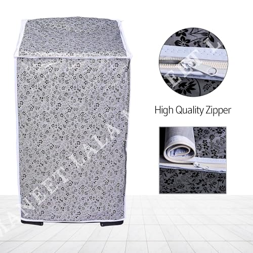 Image of Top Load Washing Machine Cover Pvc Suitable For - Lg-8-10kg | Black & Grey - Size: 60X60X93Cm