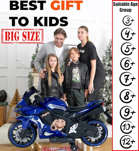 Image of Wishmaster Kids Electric Sports Bike Double Seater | Real Sound & LED Wheel Lights | Bluetooth | Hand Accelerator + Foot Brake | Fully Assembled Toy for Boys & Girls Age 2-10 Years | 6 months Warranty