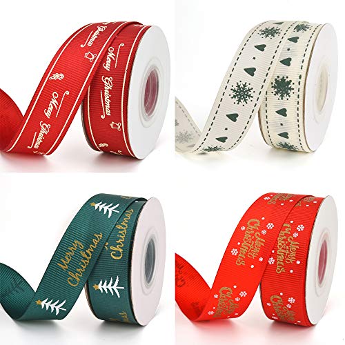 Aoyoja 4 Rolls Christmas Ribbon, 40 Yards 6/8