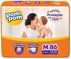Fralda Pom Pom Protek Proteção de Mãe Hiper M 86 Unidades