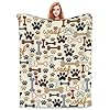 Dog Paws and Bones Print Throw Blanket Flannel Fleece Blankets Soft Plush for Sofa Couch Bedroom Gift 50"X40" #2