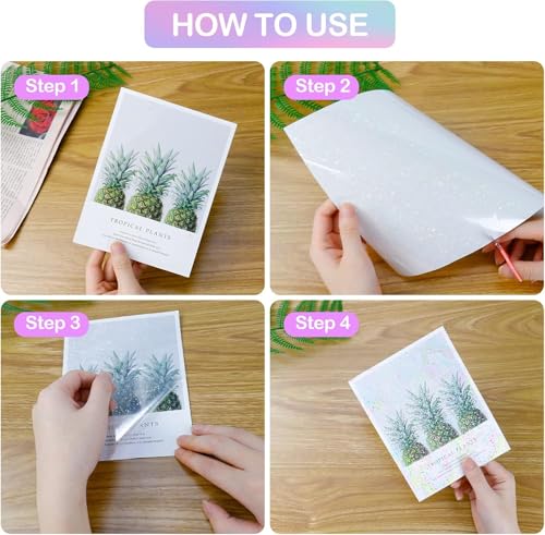 Image of True-Ally 20 Sheets Holographic Sticker Paper, Transparent Holographic Vinyl Laminate Film, Clear Overlay Lamination Sticker Paper Self Adhesive Waterproof - 8.5x11 inch (Star Pattern)