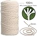 Macrame cuerda,Cuerda de Algodón Natural,Hilo Macramé,para DIY Artesanía, Colgar Fotos, Manualidades, Costura(100m...