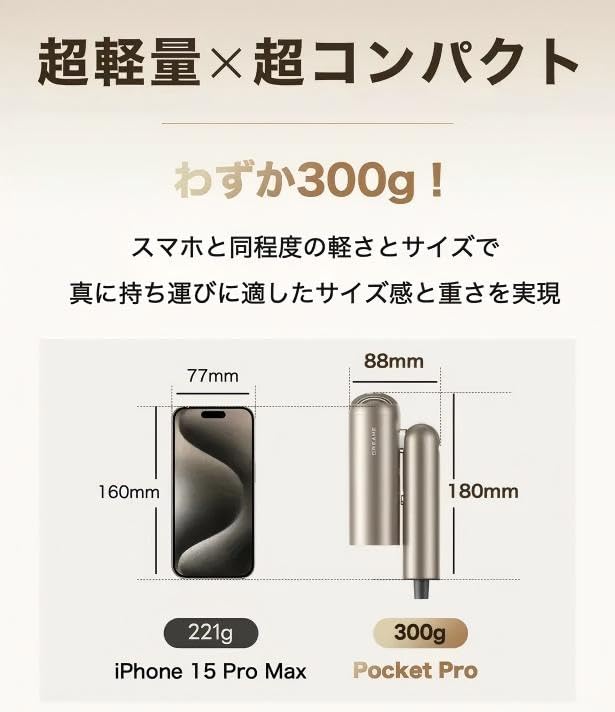 Dreame Pocket Proヘアドライヤー 速乾もスタイリングもコレ1台！Dreame Pocket Pro高速ヘアドライヤー