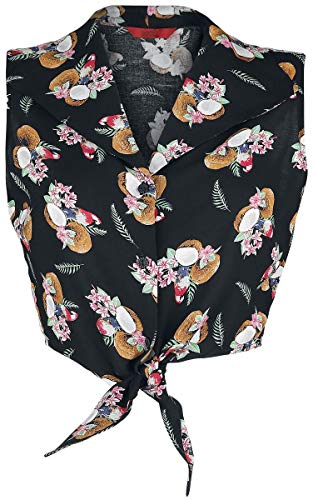 Banned Retro Chemisier Fruit Days Femme Chemisier Noir M, 100% Viscose, Regular/Coupe Standard