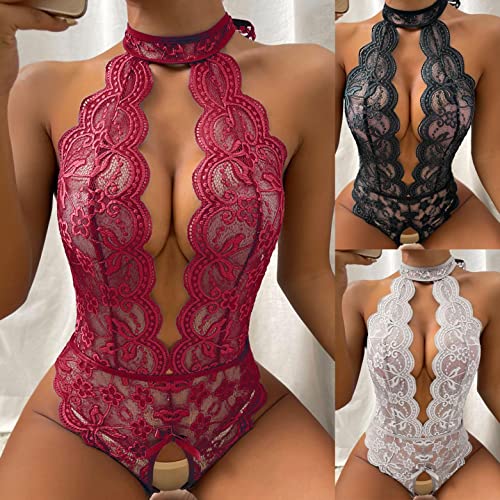 Erotische Dessous-Set Damen Sexy Sexy Tiefer V-Ausschnitt Halfter Spitze Damen Reizwäsche Negligee Babydoll… – Bild 3