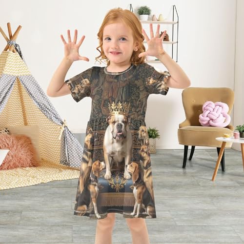 Toddler Dresses for Girls King Dogs Floral Beach Dress 2t Short Outfit Children Dress4