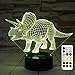 ZOKEA Night Lights for Kids Dinosaur 3D Night Light Bedside Lamp 7 Colors Changing with Remote Control Best Birthday Gifts for Boys Girls Kids Baby (Dinosaur Triceratops)¡­