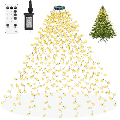 LUSARRYWILL Christmas Tree Lights, 400 LED Christmas String Lights with Ring for Tree, 6.6FT x 16 Lines Fairy Lights for Indoor Outdoor Xmas Tree Decor, Warm White